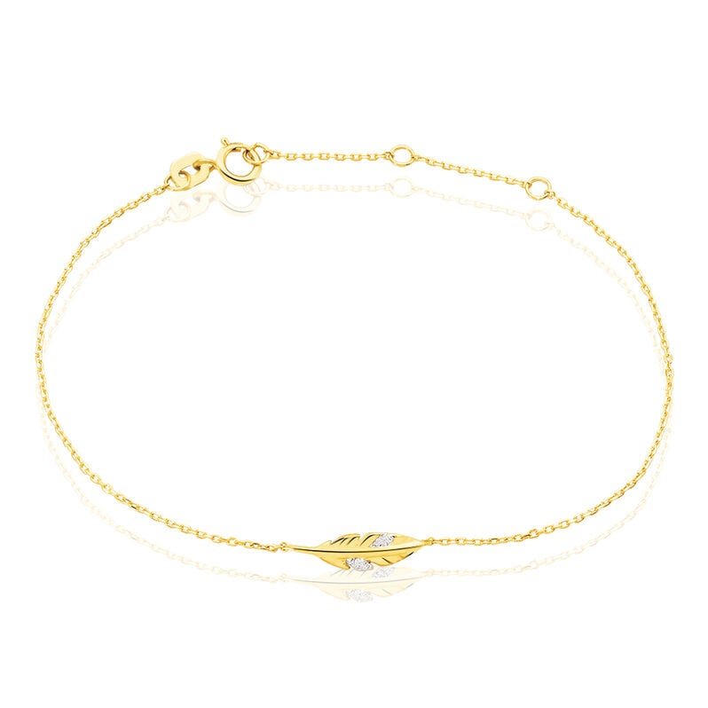 Bracelet Or Jaune Auxane Plume Diamants - Spannringe Damen | OROVIVO