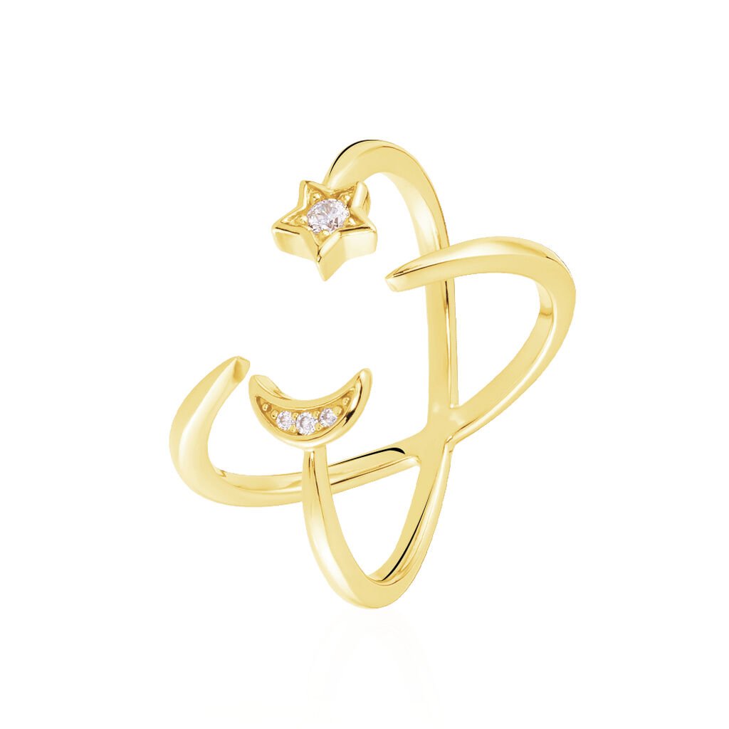 STARS Damen Ring Silber vergoldet 925 Zirkonia Wei&szlig; 0,02 ct Stern