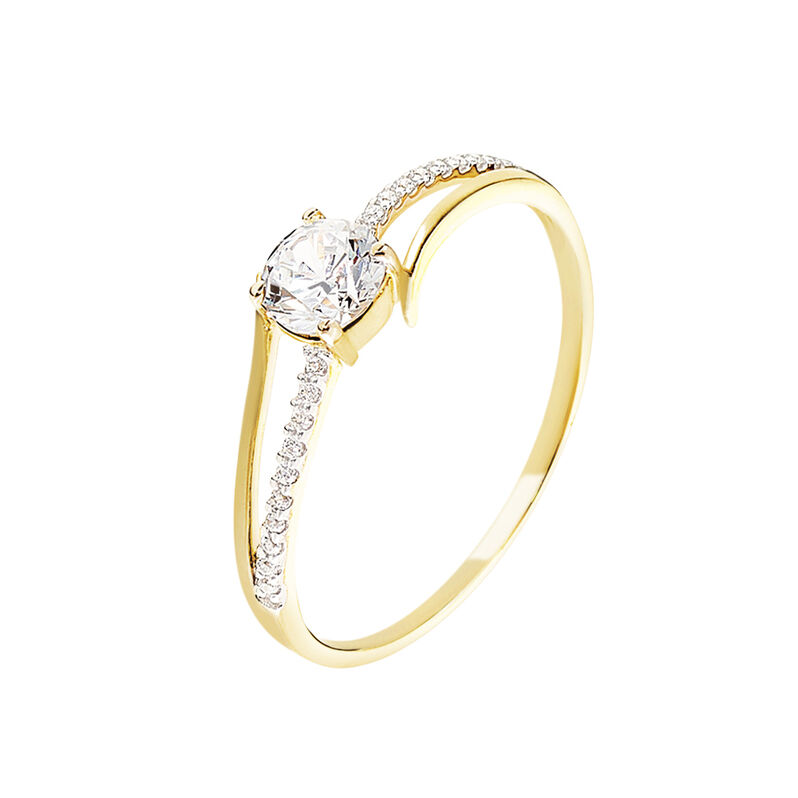 Anello Solitario Claire Oro Giallo Cubic Zirconia - Spannringe Damen | OROVIVO