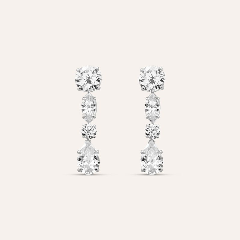 Orecchini Pendenti Claire Oro Bianco Cubic Zirconia - Spannringe Damen | OROVIVO