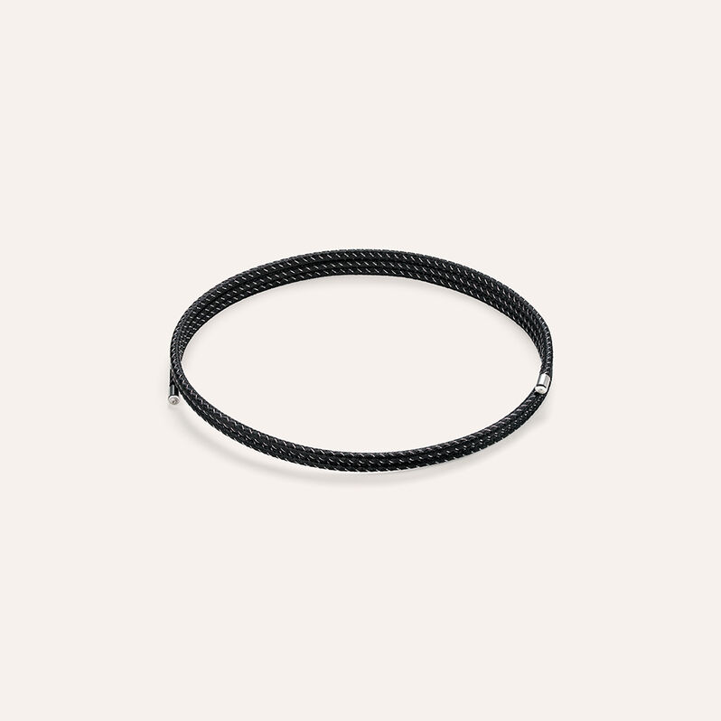Choker Magnetico Cordino Nero e Acciaio - Spannringe Unisex | OROVIVO
