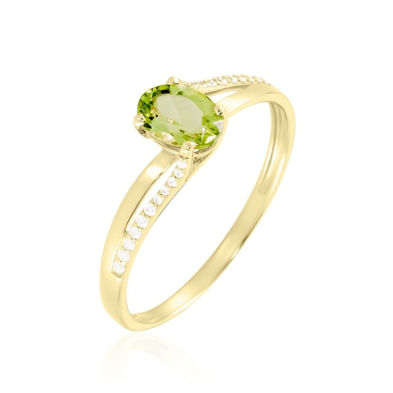 ELENEA Damen Ring Gold 375 (9 Karat) Peridot Gr&uuml;n 0,89 ct Oval - Solit&auml;rringe Damen | OROVIVO
