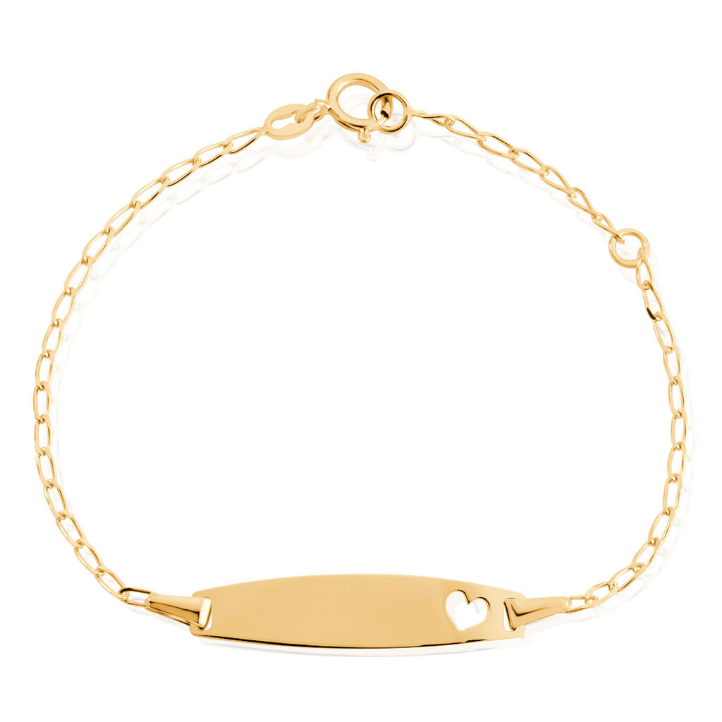 AMINE Kinder ID Armband Gold 375 (9 Karat) Herz B 0,71 mm, ID Armband ohne Stein