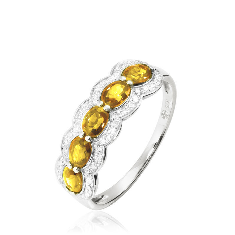 Bague Margaux Or Blanc Citrine Et Diamant - Spannringe Damen | OROVIVO