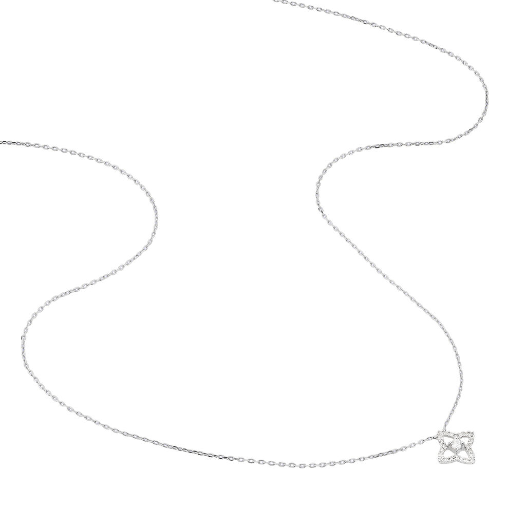 Collier Or Blanc Andreline Fleur Diamant - Spannringe Damen | OROVIVO