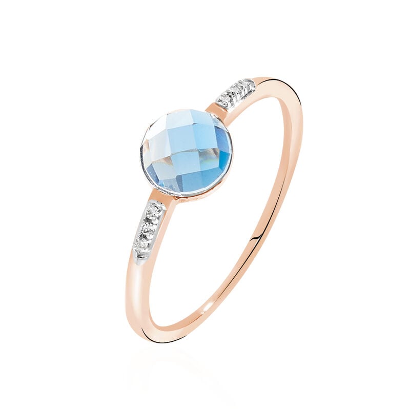 Bague Or Rose Bonbon Topaze Bleue - Spannringe Damen | OROVIVO