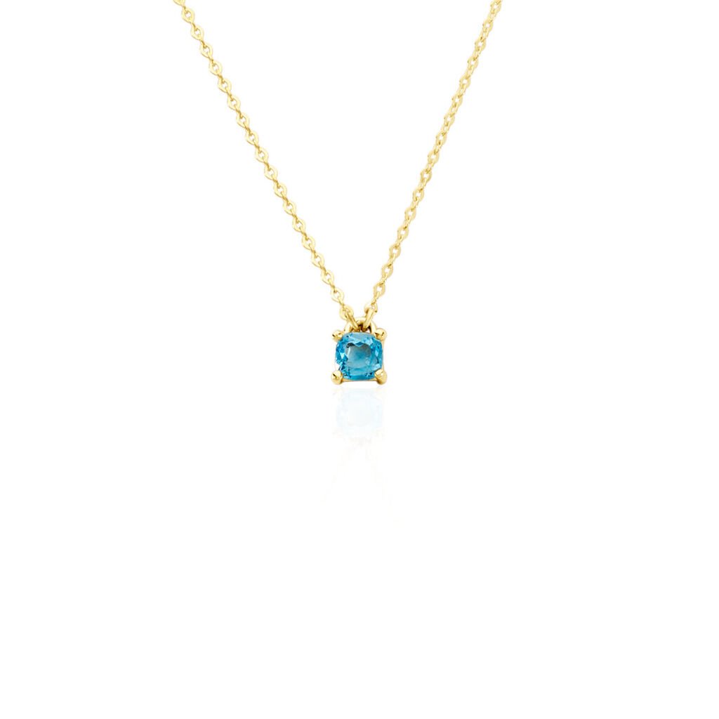 Damen Collier Gold 375 Kissen Blau Geometrisch Oxicean 4,5cm, Collier mit Stein