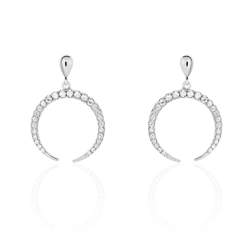 ELISARA Damen Ohrringe Lang Silber 925 Zirkonia Wei&szlig; Horn - Ohrringe mit Stein Damen | OROVIVO