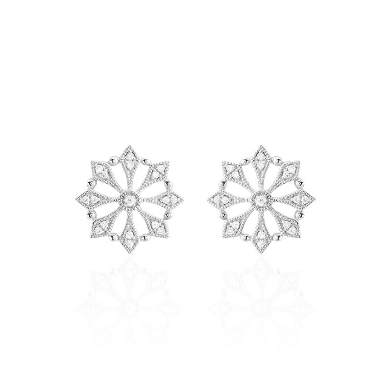 Boucles D'oreilles Or Weiss Vickya Puces - Spannringe Damen | OROVIVO