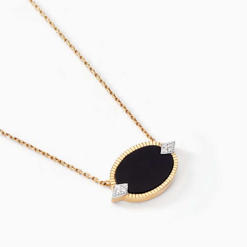 Collier Talisman 2 Or Jaune Onyx Diamant - Spannringe Damen | OROVIVO
