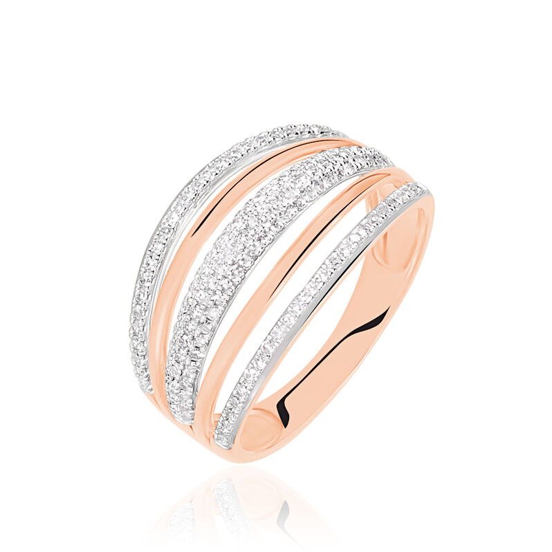 Damen Ring Rosegold 585 Rund Weiß Geometrisch Rosanna - Ringe mit Stein Damen | OROVIVO