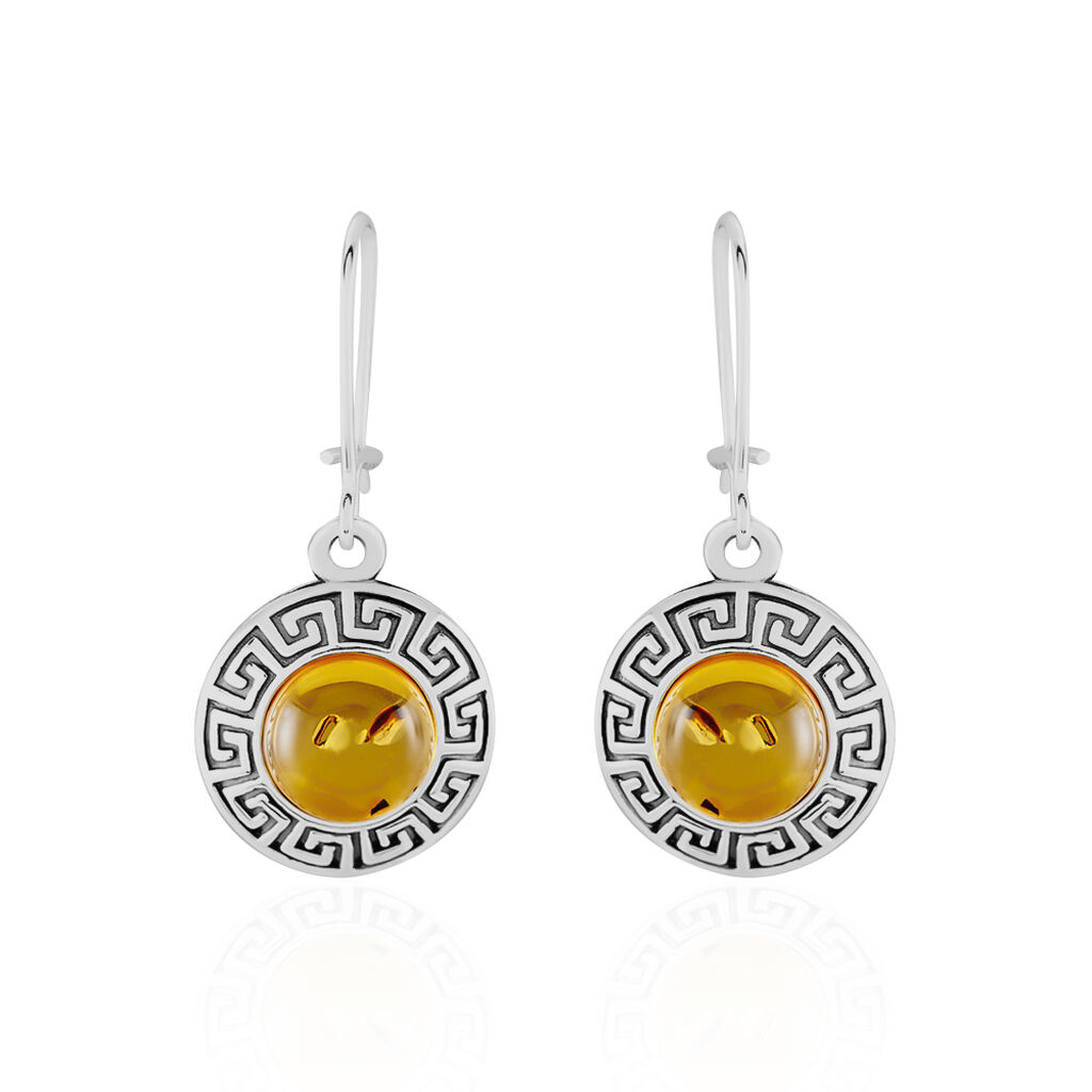 Boucles D'oreilles Argent Vieilli Adar Ambre Cognac - Spannringe Damen | OROVIVO