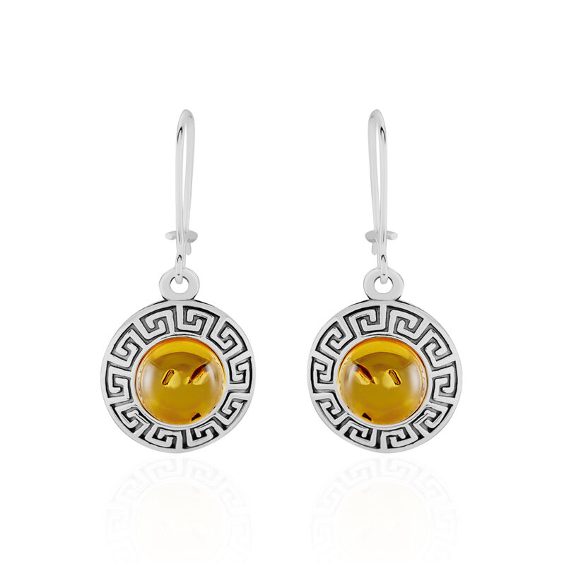 Boucles D'oreilles Argent Vieilli Adar Ambre Cognac - Spannringe Damen | OROVIVO