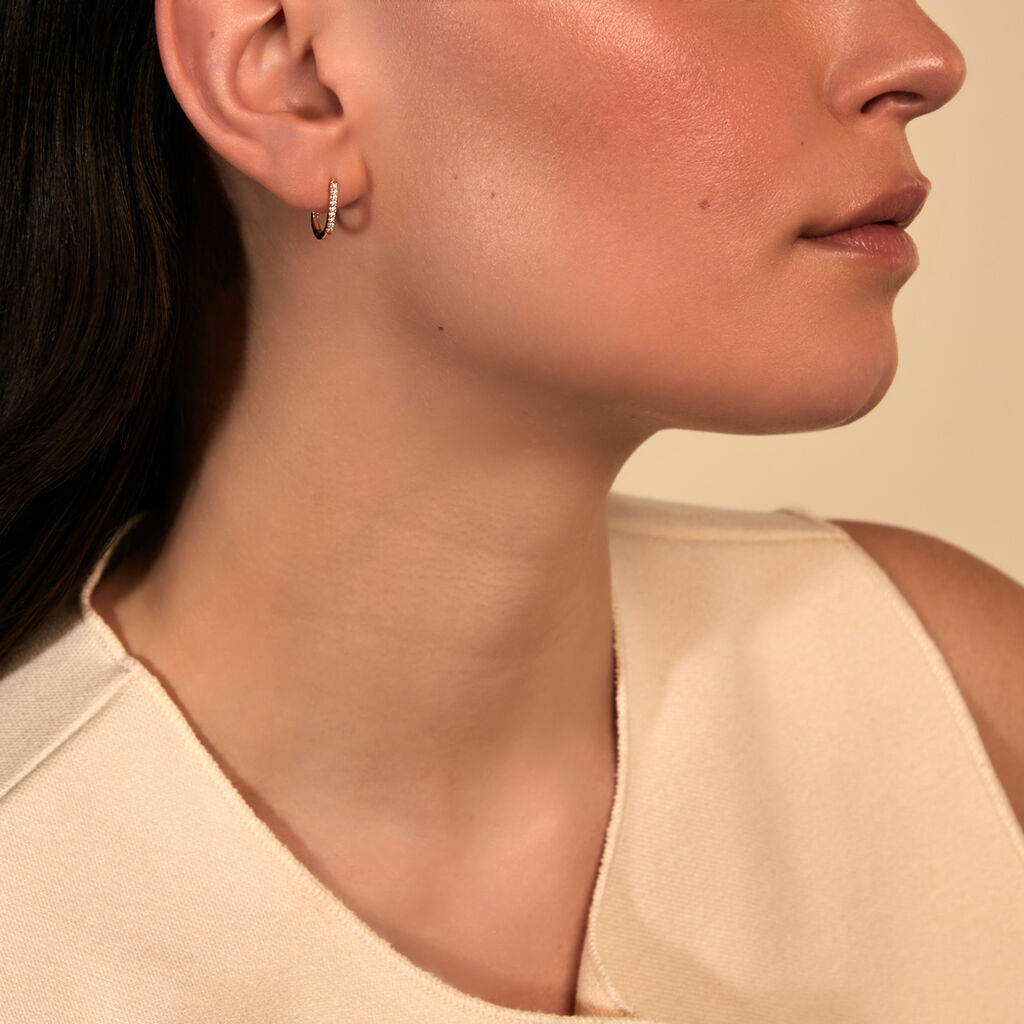 BRITTANY Damen Creolen Gold 375 (9 Karat) Diamant Wei&szlig; 0,07 ct