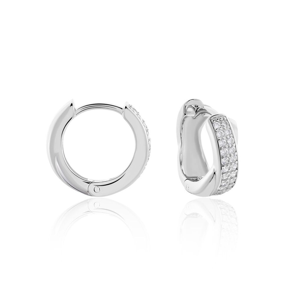 SVETA Damen Creolen Silber 925 Zirkonia Wei&szlig; 0,15 ct