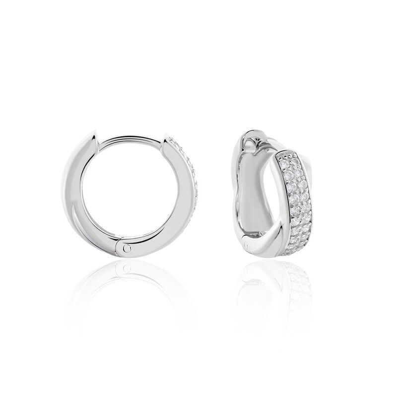 SVETA Damen Creolen Silber 925 Zirkonia Wei&szlig; 0,15 ct - Creolen Damen | OROVIVO