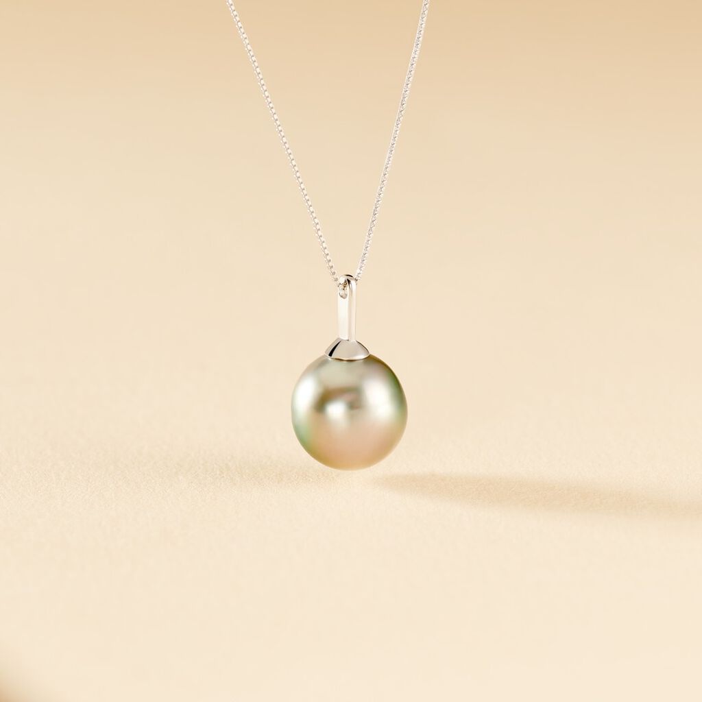 Collier Semi-baroque Or Blanc Perle De Culture De Tahiti - Spannringe Damen | OROVIVO