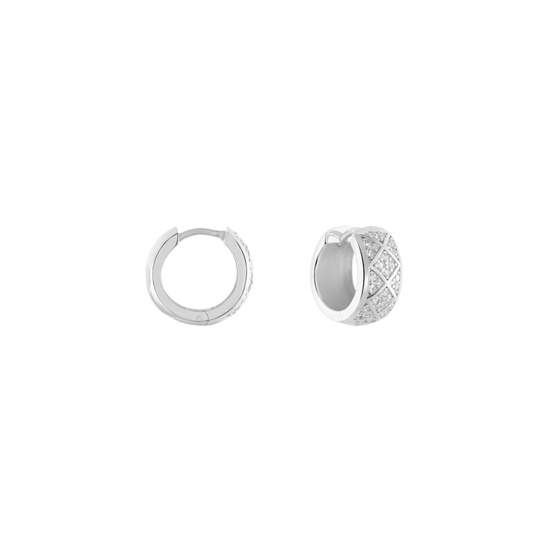 MINNIE Damen Creolen Silber 925 Glas Wei&szlig; B 9,5 mm - Creolen Damen | OROVIVO