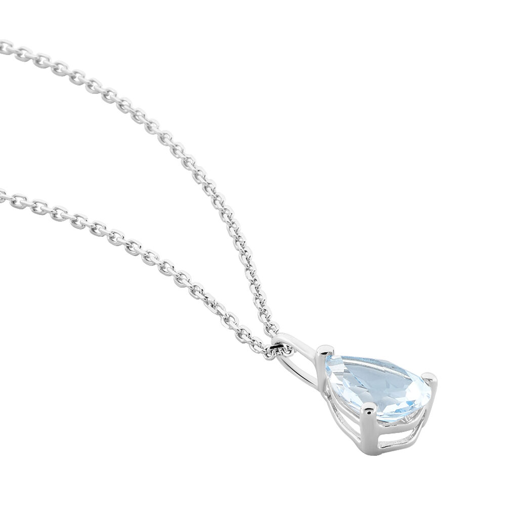 GOUTTE Damen Collier Wei&szlig;gold 375 (9 Karat) Topas Blau 0,76 ct Tropfen B 0,46 mm