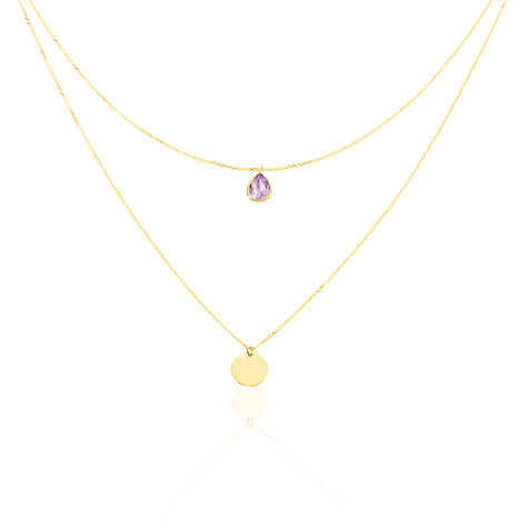 Damen Collier Gold 375 Amethyst Violett 0,12ct Tropfen Modou 2 42cm - Halsketten Damen | OROVIVO