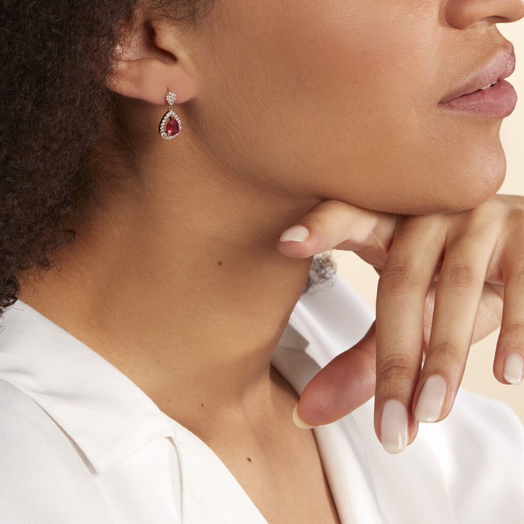 Damen Ohrhänger Messing Gold 750 plattiert Tropfen - Ohrringe mit Stein Damen | OROVIVO