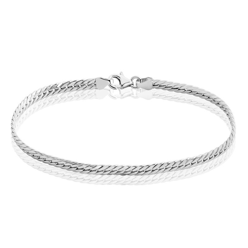 Bracelet Izel Maille Anglaise Or Blanc - Spannringe Damen | OROVIVO