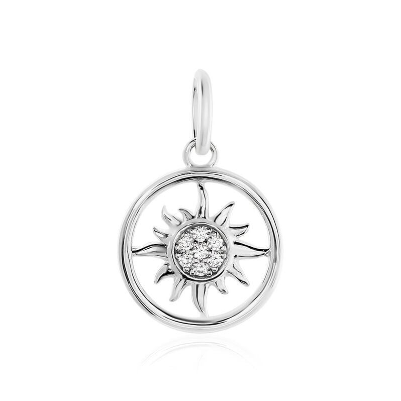YASMIN Damen Anh&auml;nger Silber 925 Zirkonia Wei&szlig; 0,07 ct Sonne - Schmuckanh&auml;nger Damen | OROVIVO