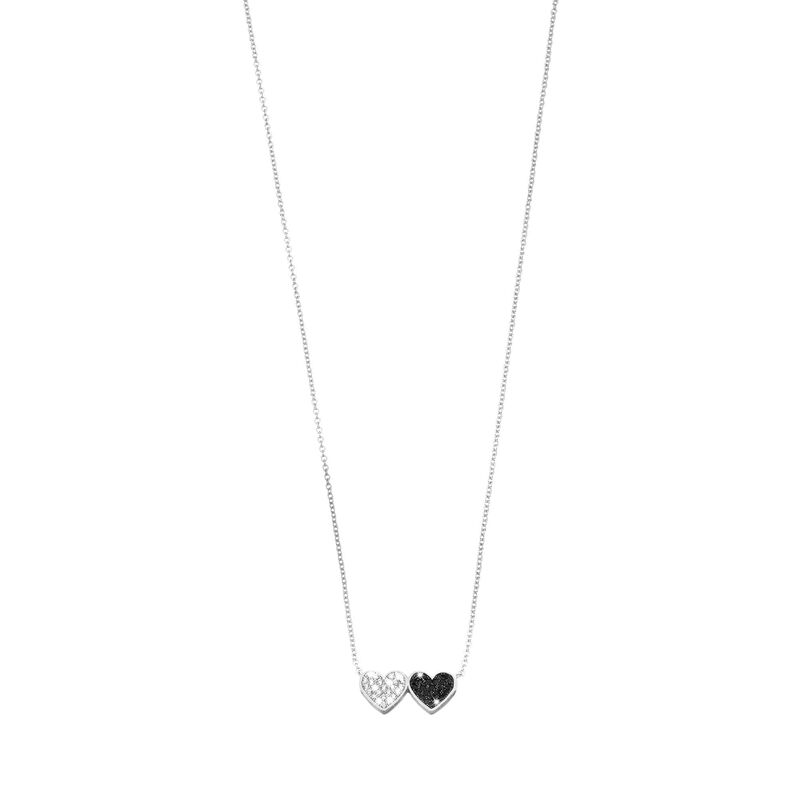 Girocollo cuori in argento 925 e zirconi bianchi e neri - Spannringe Damen | OROVIVO