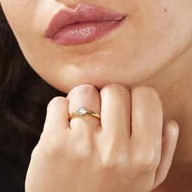 Solitärring Gold 375 Bicolor Diamant 0,10ct - Ringe mit Edelsteinen Damen | OROVIVO