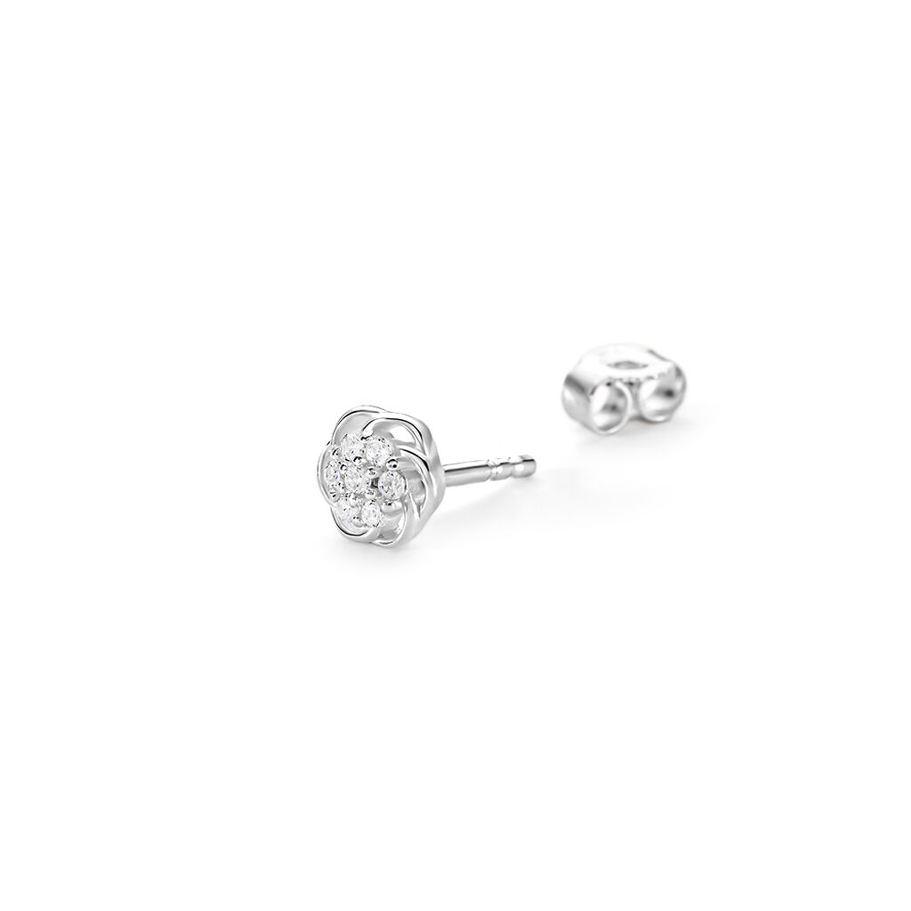 JOHANNA Damen Ohrstecker Silber 925 Zirkonia Wei&szlig; Blume