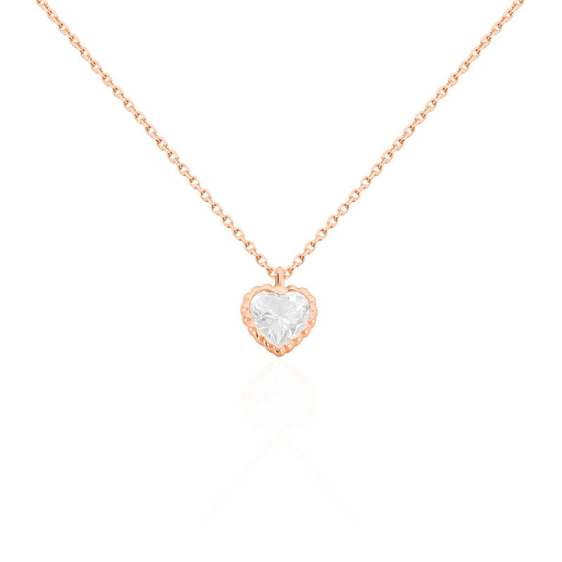 DOTTI Damen Collier Rosegold 375 (9 Karat) Zirkonia Wei&szlig; 0,8 ct Herz - Halsketten Damen | OROVIVO