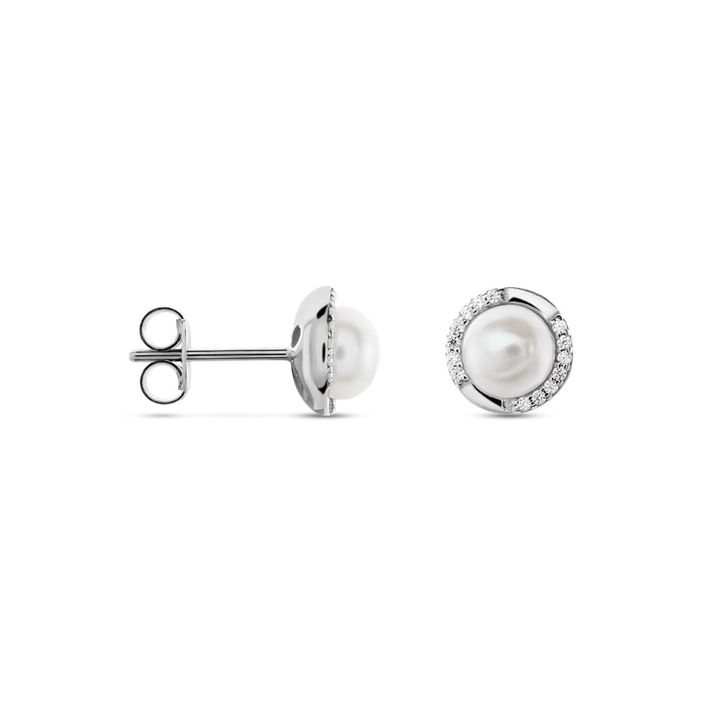 XENIA Damen Ohrstecker Silber 925 Zuchtperle Wei&szlig; 2,26 ct