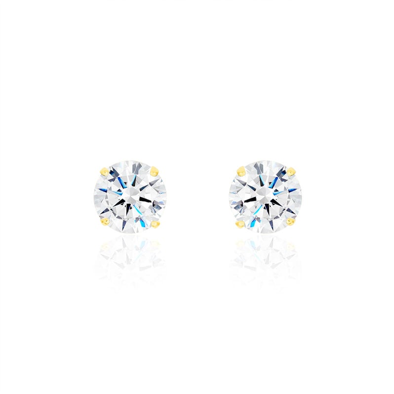 KRAPPE 4 Damen Ohrstecker Gold 375 (9 Karat) Zirkonia Wei&szlig; 4,7 ct Kreis - Ohrstecker Damen | OROVIVO