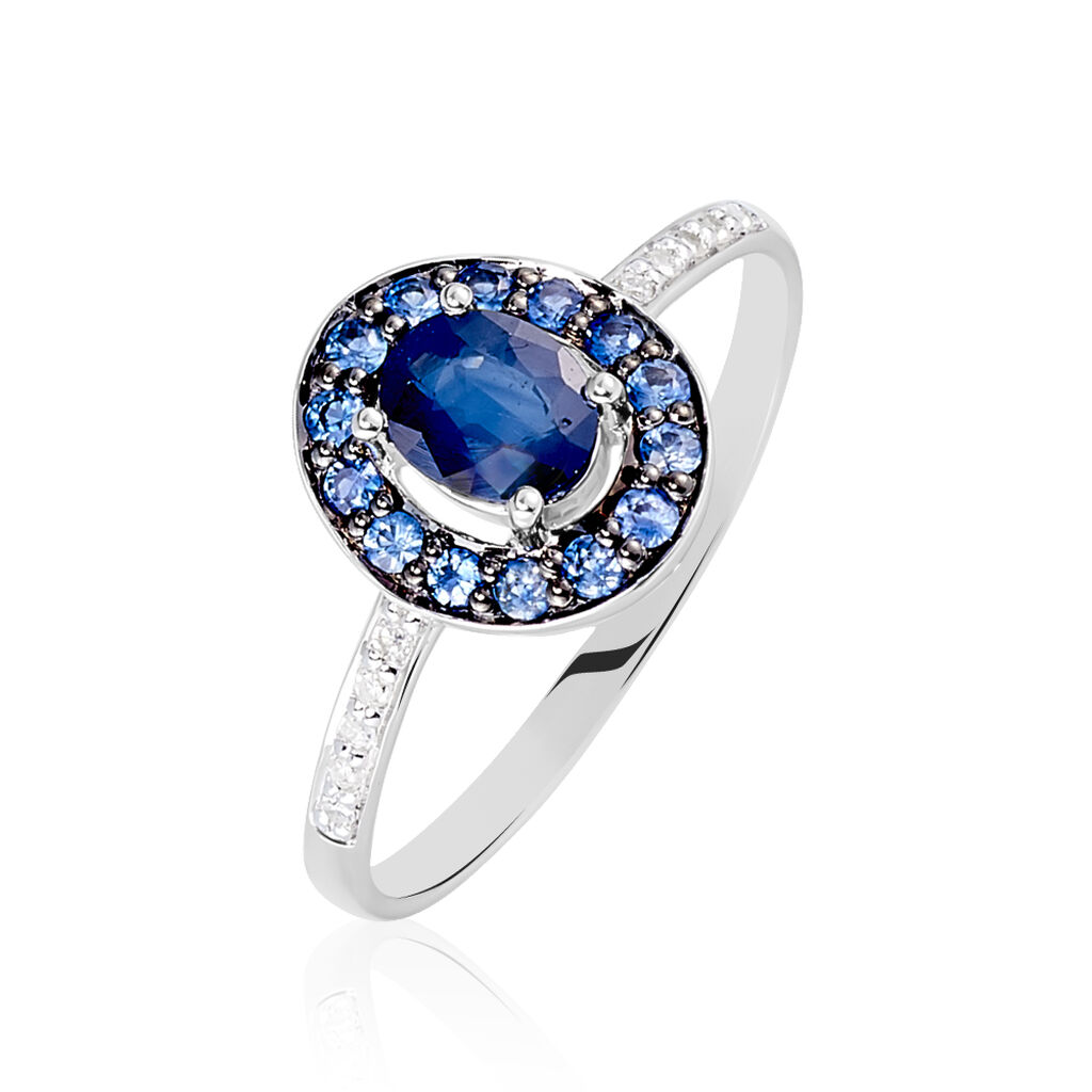 Bague Leona Or Blanc Saphir Diamant - Spannringe Damen | OROVIVO