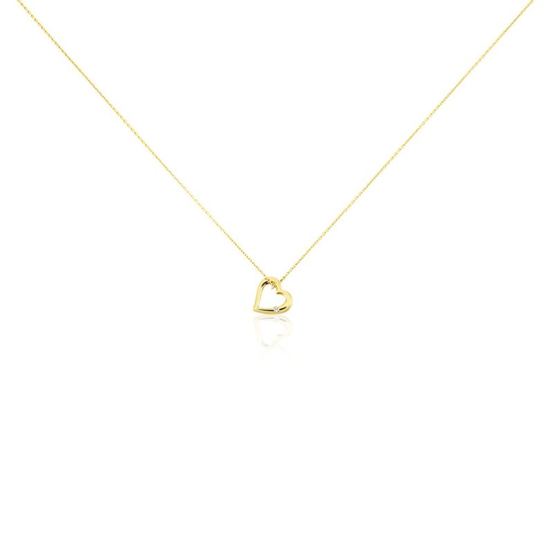 Herz Easy Damen Collier Gold 375 (9 Karat) Diamant Wei&szlig; 0,01 ct Herz B 0,7 mm - Halsketten Damen | OROVIVO