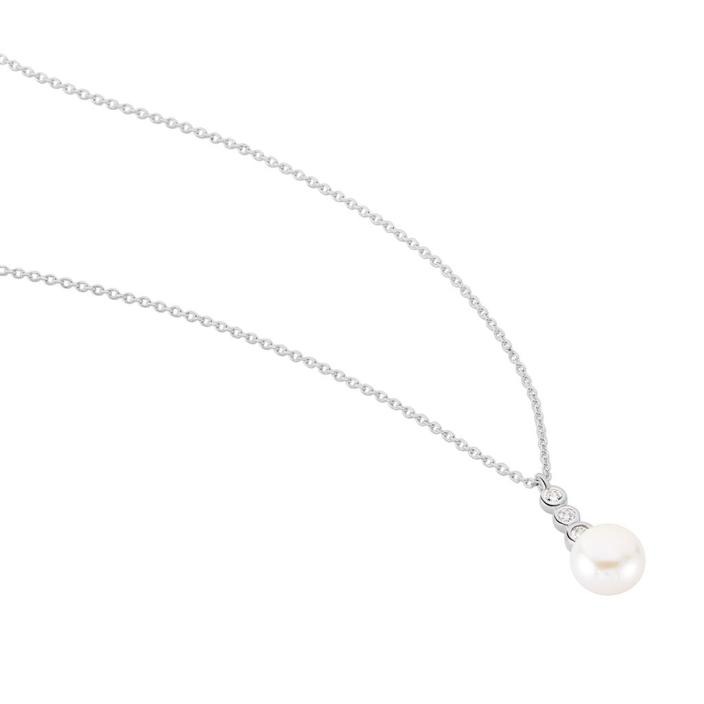 Damen Halskette Weißgold 375 Zuchtperle Zirkonia - Halsketten Damen | OROVIVO