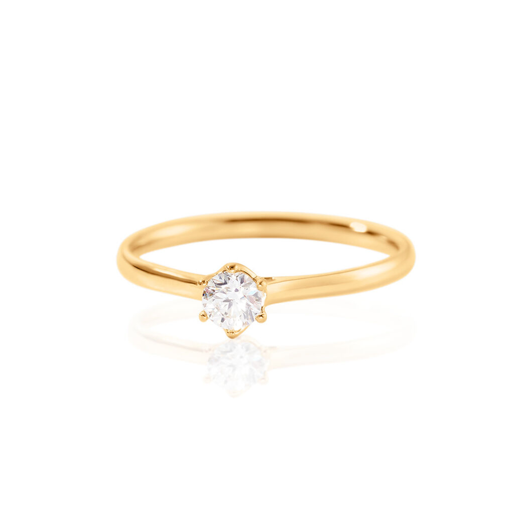 Damen Ring Gold 585 Rund Weiß Charlene 18mm, Ring mit Stein