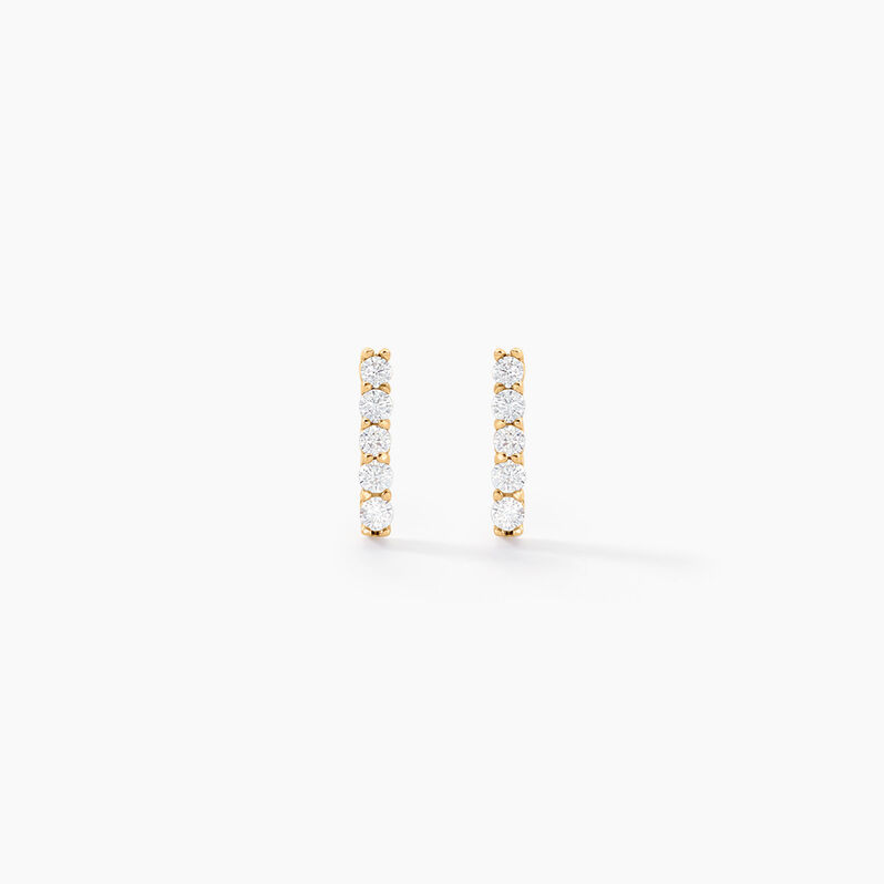 Boucles D'oreilles Puces Damion Or Jaune Oxyde De Zirconium - Spannringe Damen | OROVIVO
