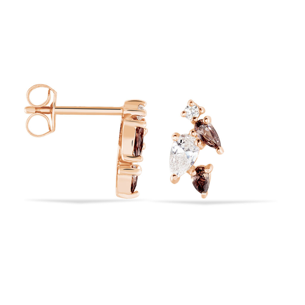 INA Damen Ohrstecker Silber rosevergoldet 925 Zirkonia Multicolour