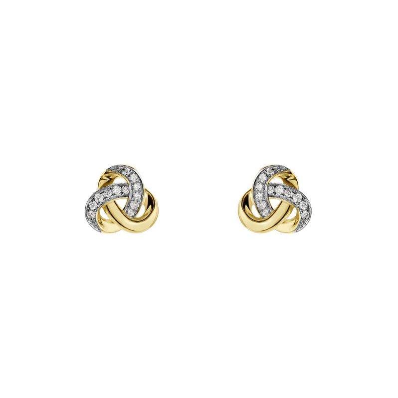 KNOT Damen Ohrstecker Gold 375 (9 Karat) Diamant Wei&szlig; 0,06 ct B 4 mm - Ohrstecker Damen | OROVIVO