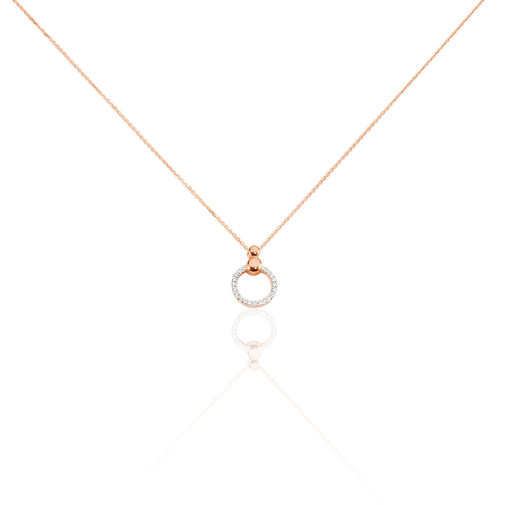 BIBI Damen Collier Rosegold 375 (9 Karat) Diamant Weiß 0,14 ct Kreis, Collier mit Stein