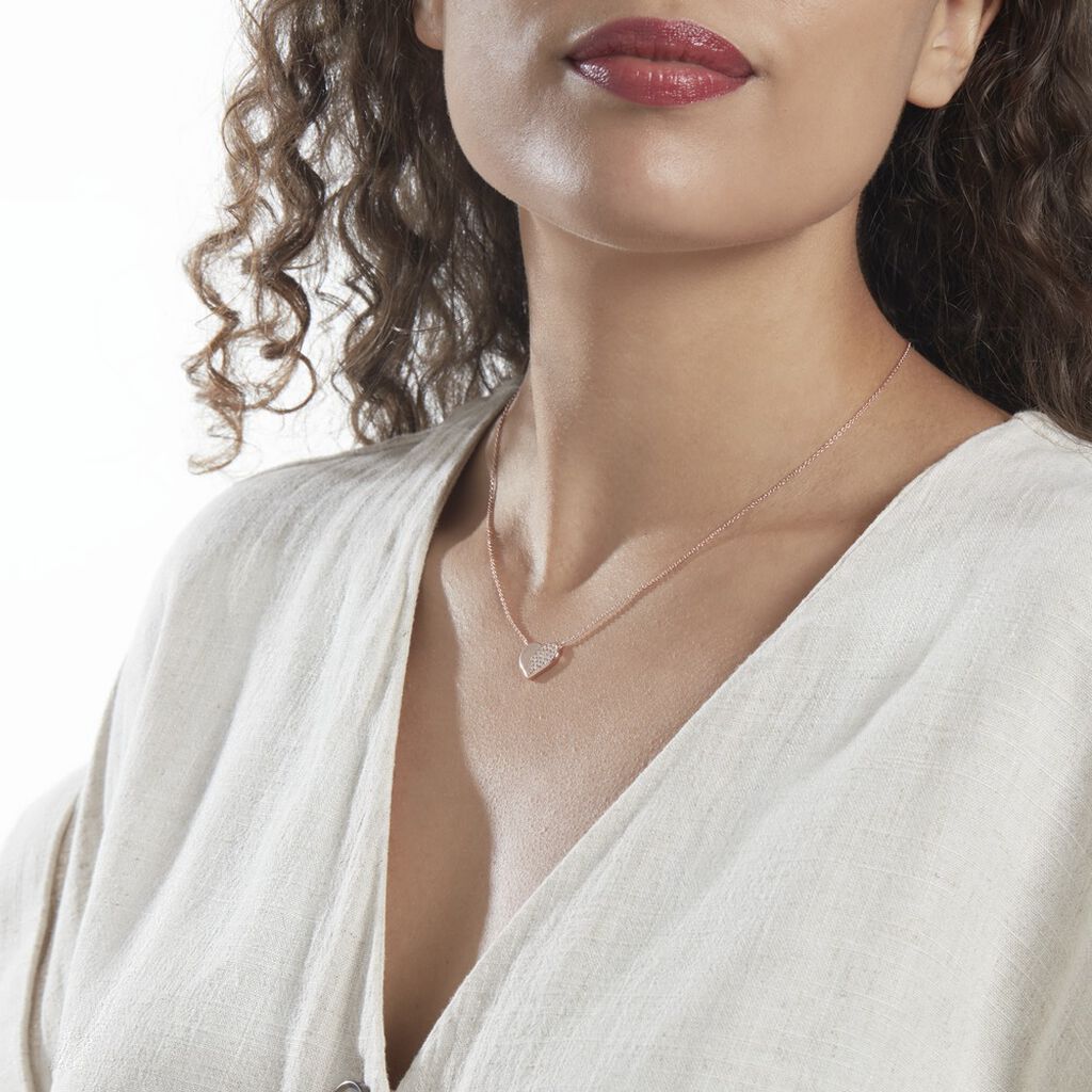 Damen Halskette Silber 925 Roségold Zirkonia Herz Devena - Halsketten Damen | OROVIVO