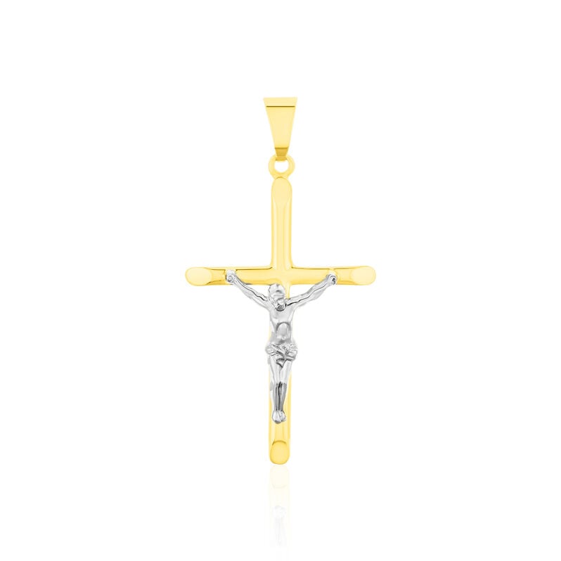 Kreuz Anhänger Gold 333 Bicolor Jesus Christus Raphael - Schmuckanhänger Unisex | OROVIVO