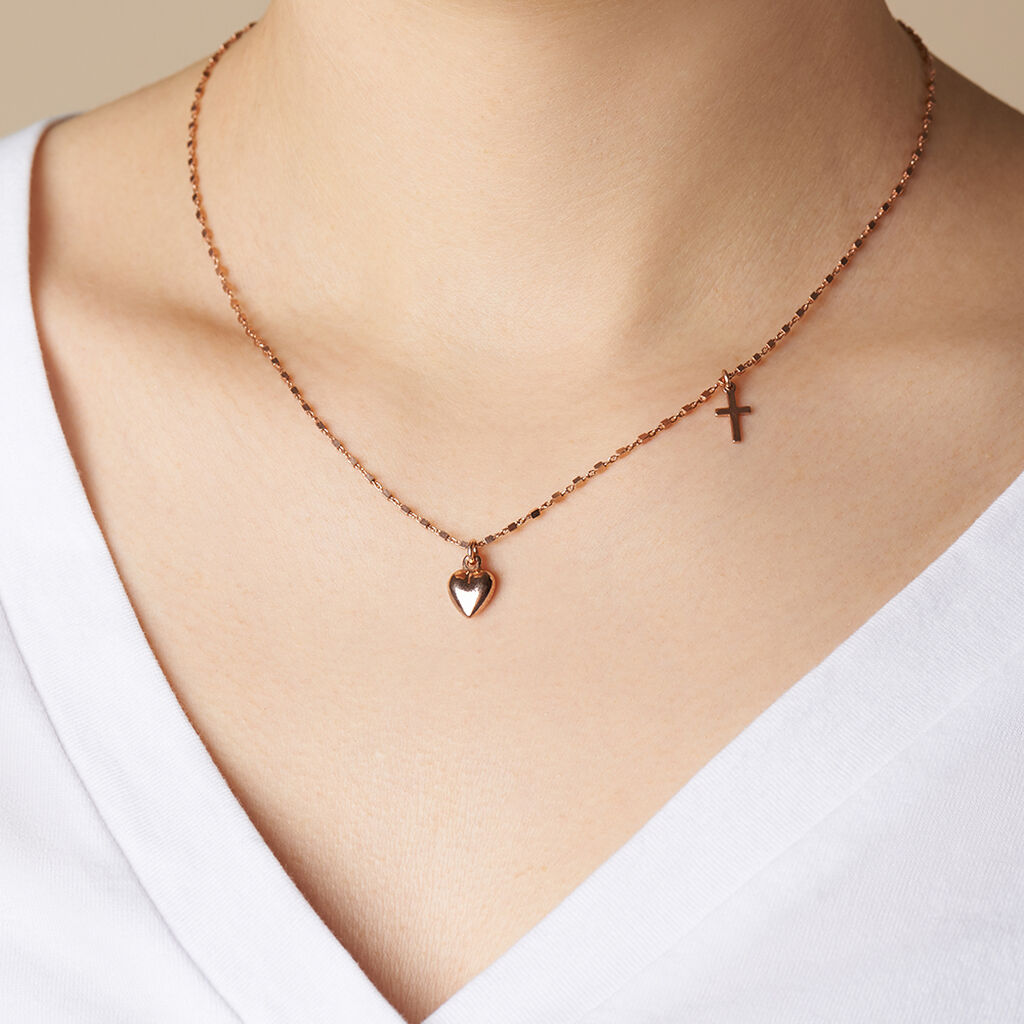 Damen Halskette Silber 925 Rosé Vergoldet Herz - Herzketten Damen | OROVIVO