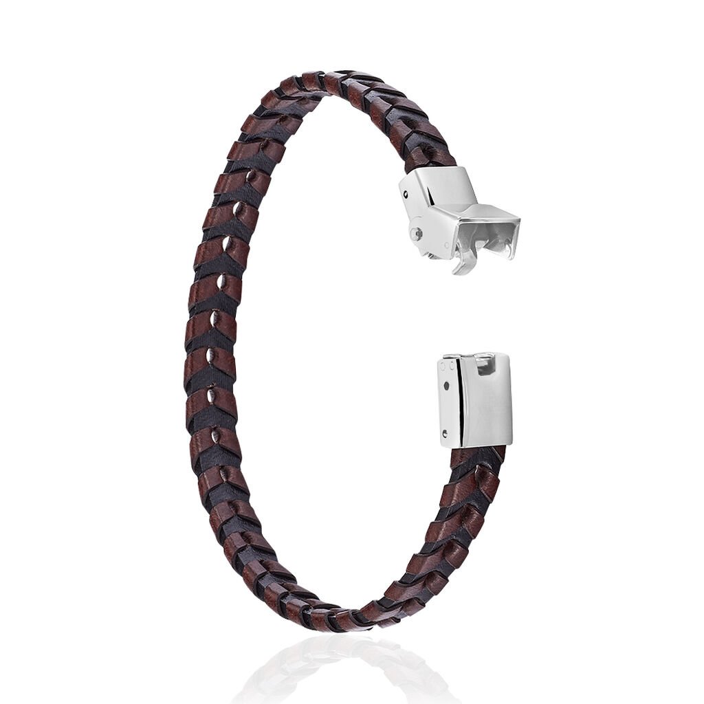 Herren Lederarmband Edelstahl Schwarz Braun - Armbänder Herren | OROVIVO