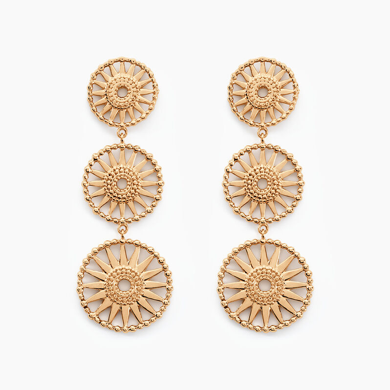 Boucles D'oreilles Pendantes Nikolia Plaque Or Jaune - Spannringe Damen | OROVIVO