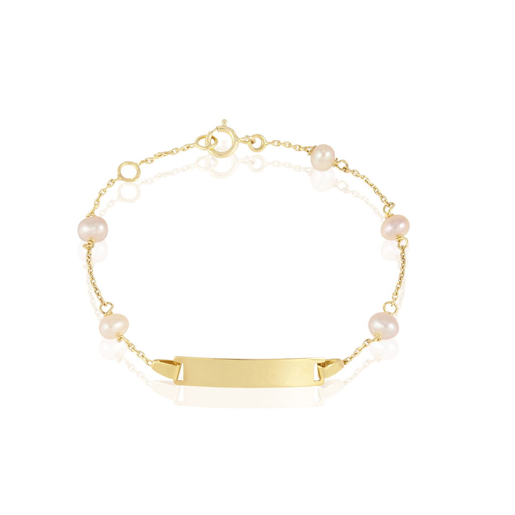 Bracelet Identité Gaspardine Maille Forçat Or Jaune Perle De Culture - Spannringe Kinder | OROVIVO