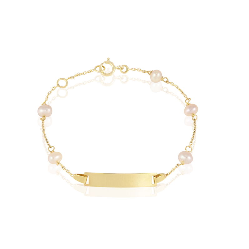 Bracelet Identité Gaspardine Maille Forçat Or Jaune Perle De Culture - Spannringe Kinder | OROVIVO