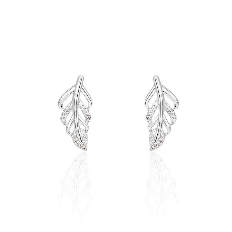 Boucles D'oreilles Puces Vickie Or Blanc Diamant - Spannringe Damen | OROVIVO