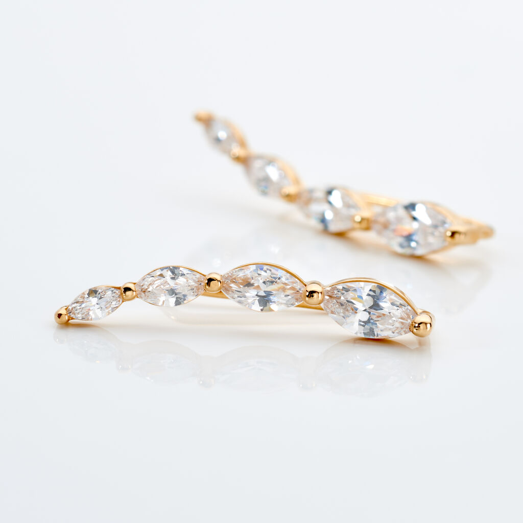 FATIMA Damen Ohrstecker Vergoldet Zirkonia Wei&szlig;